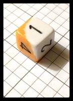 Dice : Dice - 6D - Chessex Half and Half White and Orange with Black Numerals - Gen Con Aug 2012